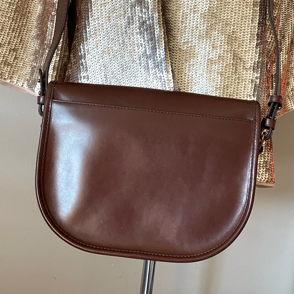 J. Crew Classic Brown Leather Saddle Bag NWOT - Picture 5 of 7